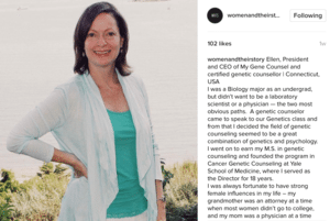 Ellen Matloff Featured on Instagram for Women in Science Day